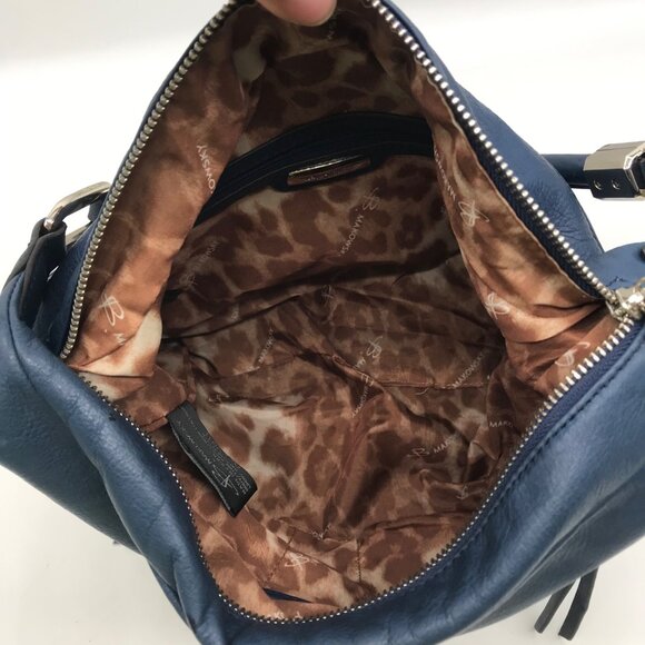 B. Makowsky Blue Leather Double Zipper Shoulder Bag - Picture 12 of 12